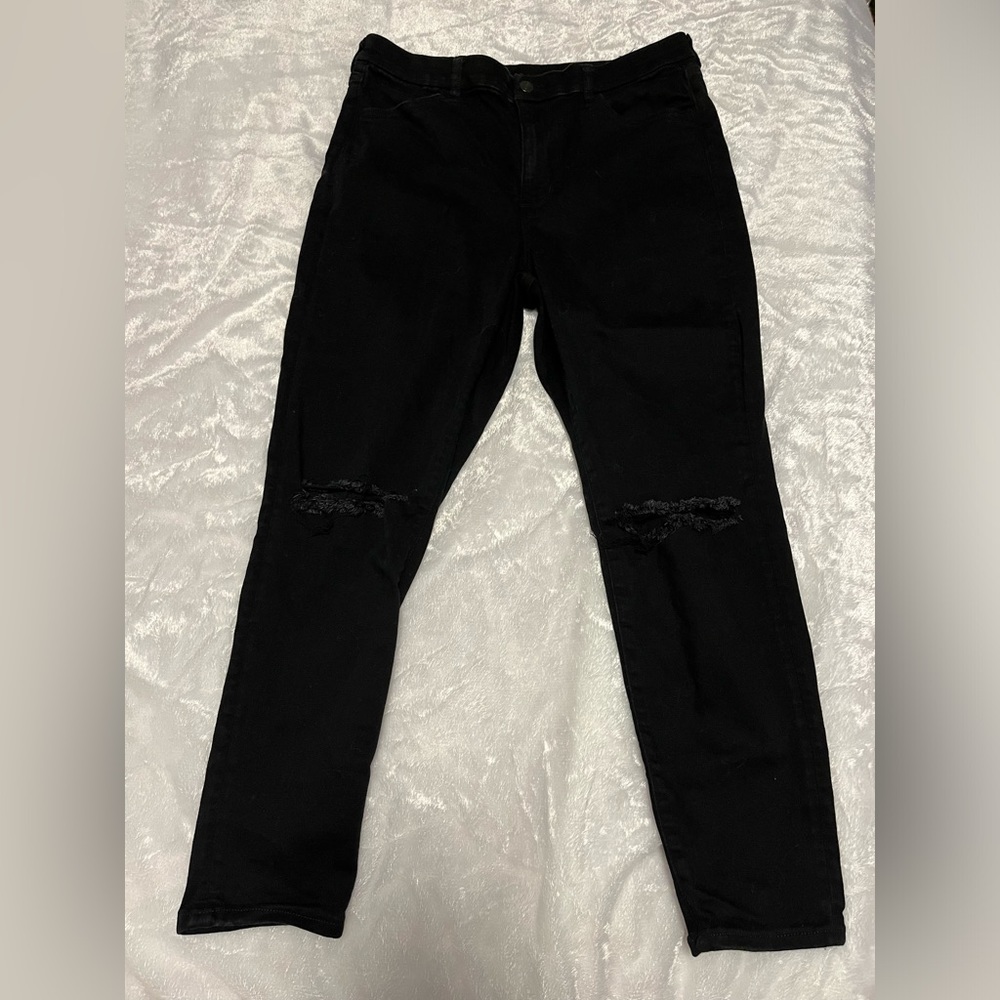 Plus Size American Eagle Distressed Curvy Super High Rise Jeggings